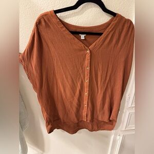 Orvis Rust Casual Top Button Front Shirt Women's Size large